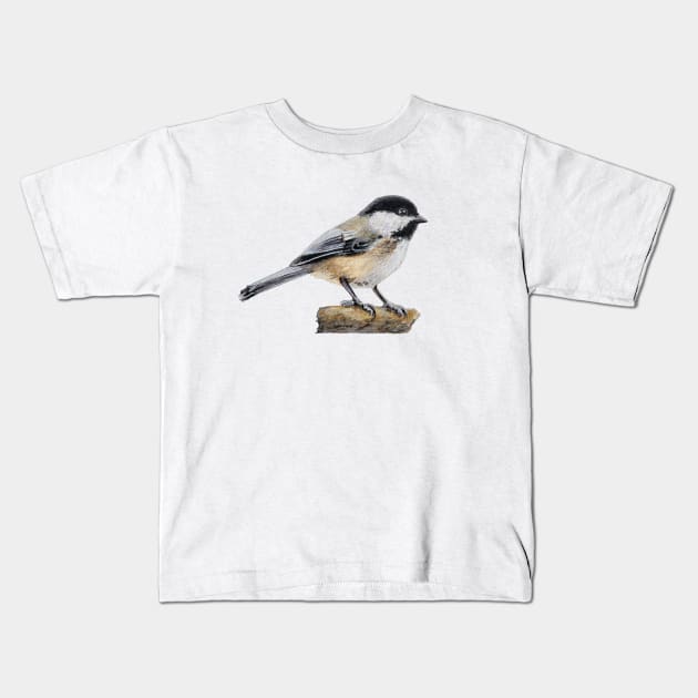 Chickadee Drawing 4 (no background) Kids T-Shirt by EmilyBickell